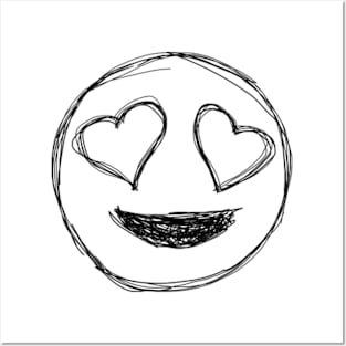 Dark and Gritty Smiley Face with Heart Eyes Posters and Art